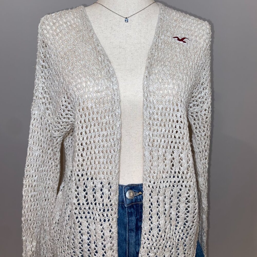 Hollister Cozy Beige Open Knit Sweater y2k size Small